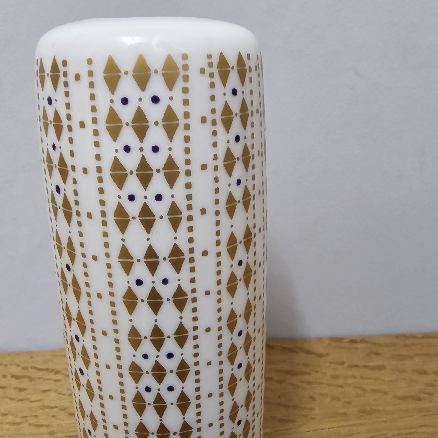 Hutschenreuther Vase 9608 – Midcentury Modern – geometrisches Golddekor 1960er
