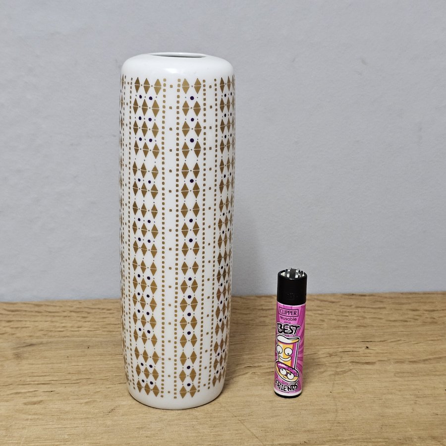 Hutschenreuther Vase 9608 – Midcentury Modern – geometrisches Golddekor 1960er