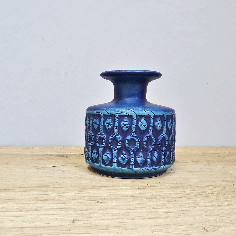 Bay Keramikvase 370-10, W. Germany, 1970er – Blau, 10 cm – Vintage Sammlerstück