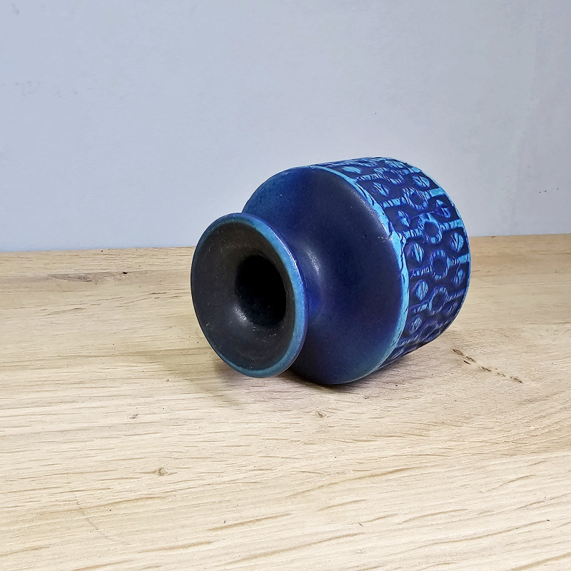 Bay Keramikvase 370-10, W. Germany, 1970er – Blau, 10 cm – Vintage Sammlerstück
