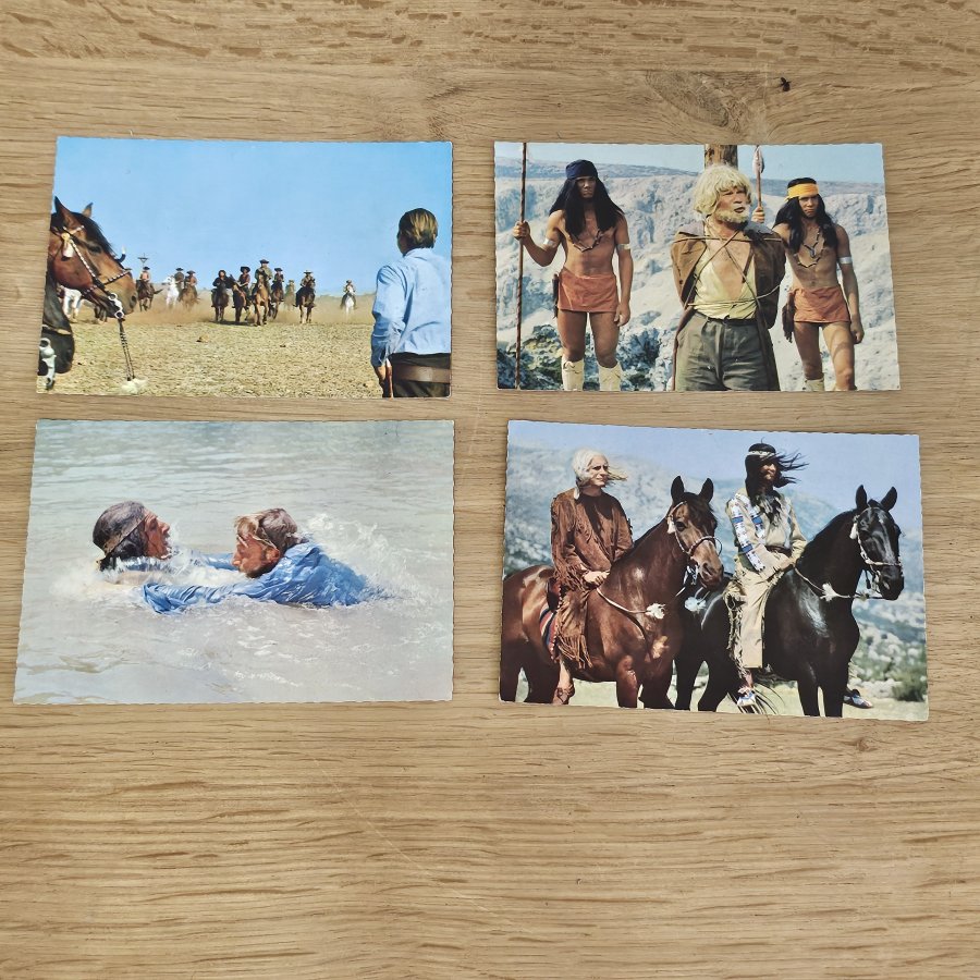 Set of 10 Vintage Film Postcards – Winnetou Part I, Lex Barker & Pierre Brice
