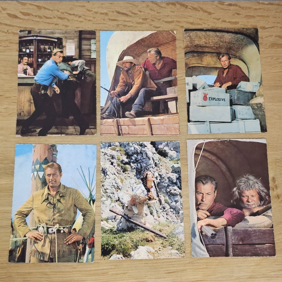 Set of 10 Vintage Film Postcards – Winnetou Part I, Lex Barker & Pierre Brice