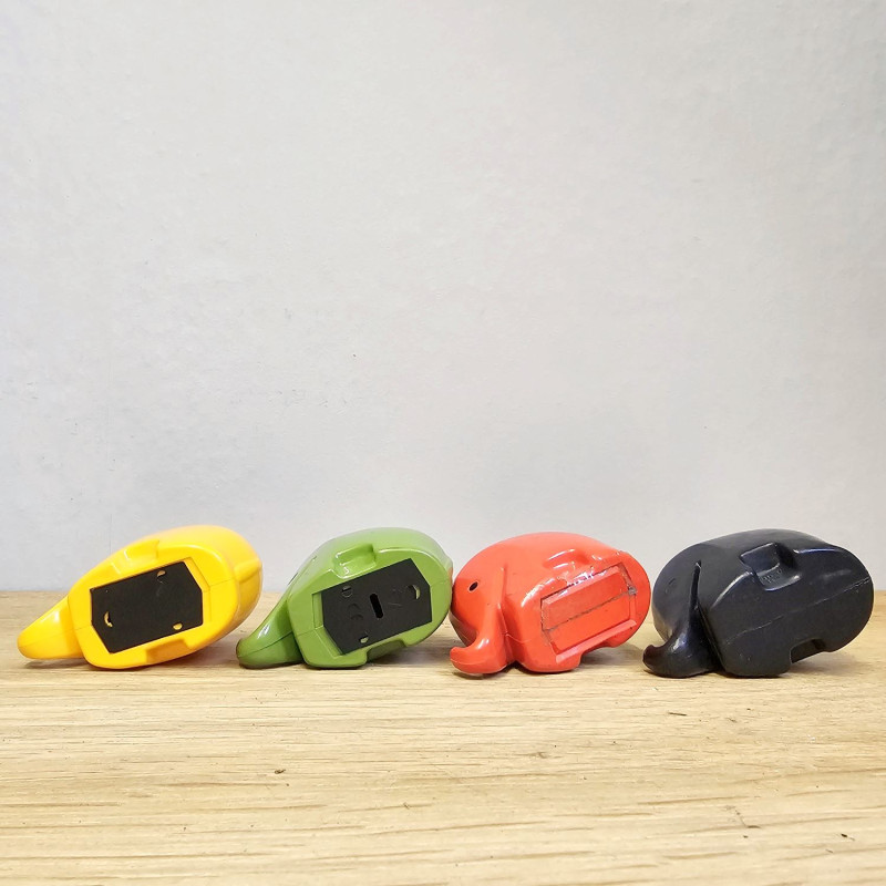 4 Drumbo elephant money banks – Dresdner Bank, Bernd Diefenbach 1972, Colani elephant