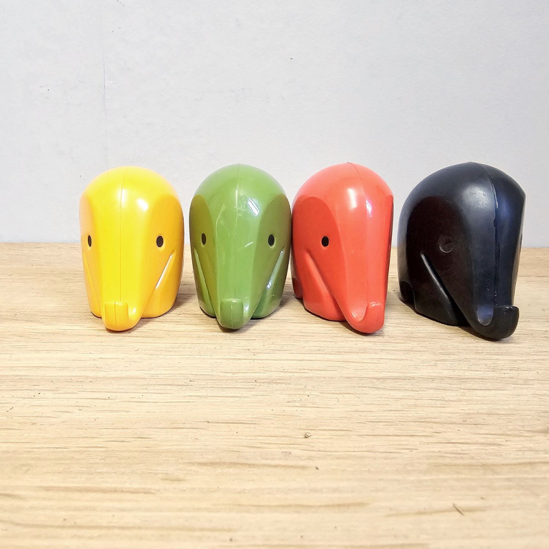 4 Drumbo elephant money banks – Dresdner Bank, Bernd Diefenbach 1972, Colani elephant