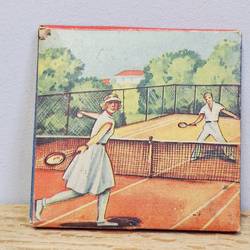 STAEDTLER Mars – lithographed colored pencil box No. 6927 a, tennis motif, c. 1920s/30s