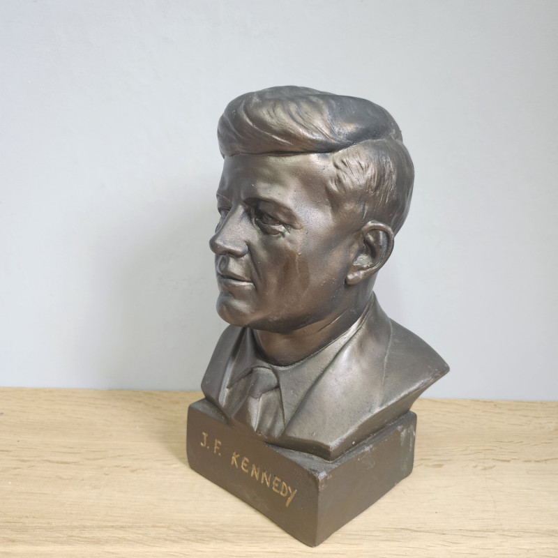 Vintage Gipsbüste John F. Kennedy, ca. 1960er Jahre, 32 cm