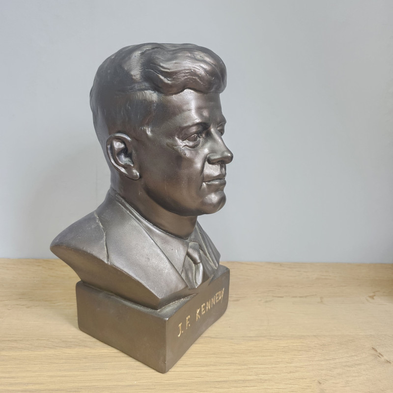 Vintage Gipsbüste John F. Kennedy, ca. 1960er Jahre, 32 cm