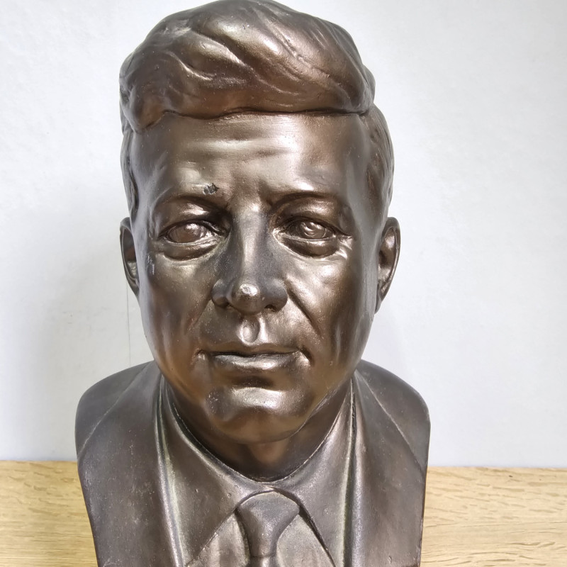 Vintage Gipsbüste John F. Kennedy, ca. 1960er Jahre, 32 cm