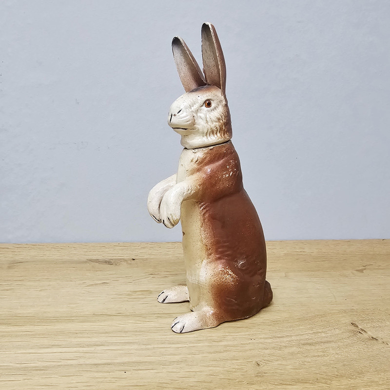 Antiker Osterhase Candy Container · ca. 1920 · Pappmaché · Glasaugen · Art Déco · Füllhase