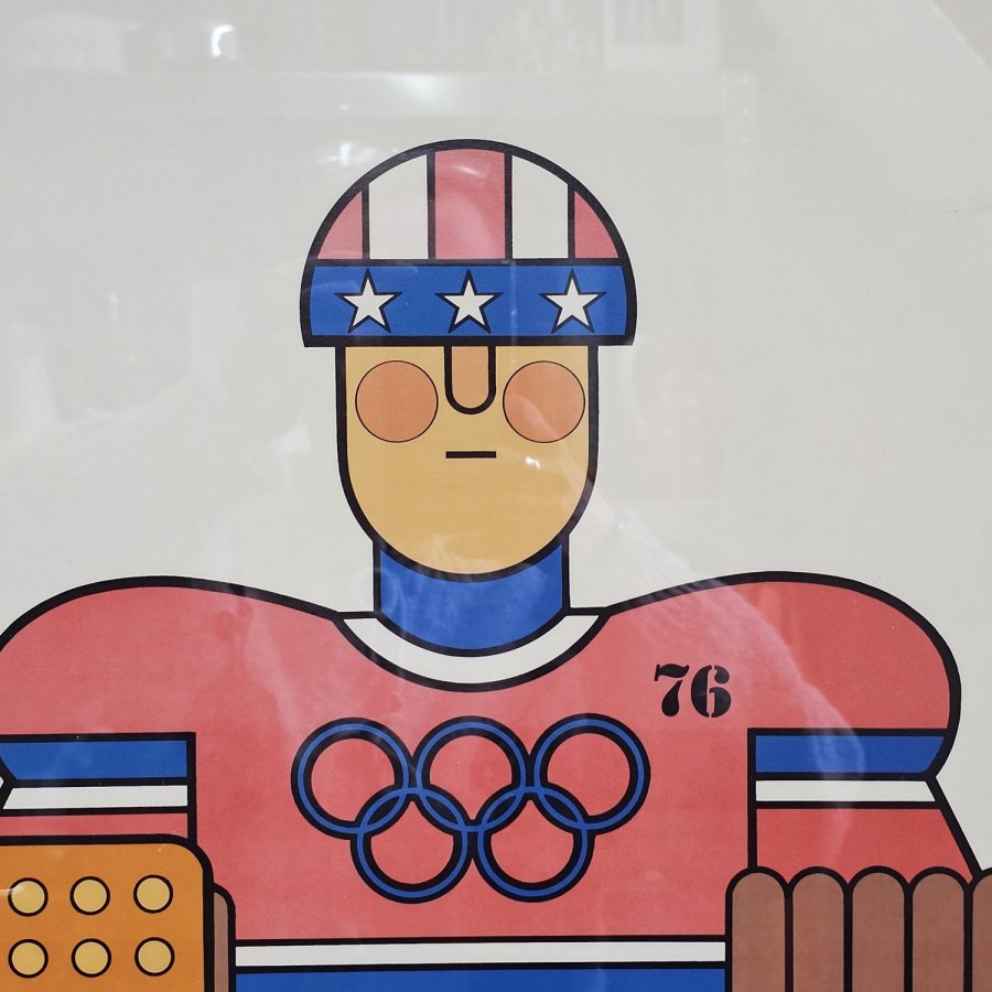 Original Denver 1976 Olympia-Poster / Plakat– Eishockey – Gene Hoffman – Offsetdruck – 90×60 cm gerahmt