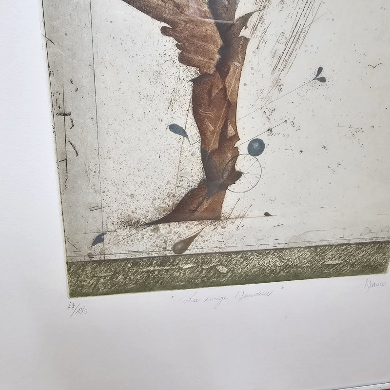 Josef Werner – Radierung „Der ewige Wanderer“ (handsigniert, Büttenpapier, Nr. 47/150, gerahmt) - Kopie