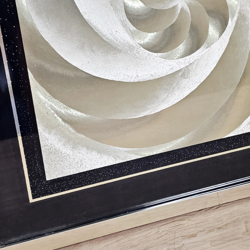 Vintage Metallfolienbild „Goldene Spirale“ (45×45 cm) | Space Age · Op Art · Hollywood Regency