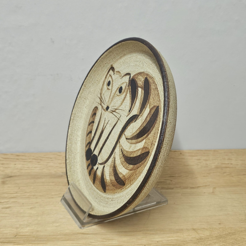 Sgrafo Wandteller „Katze“ · Ø 21 cm · Form 735 · 1970er Jahre