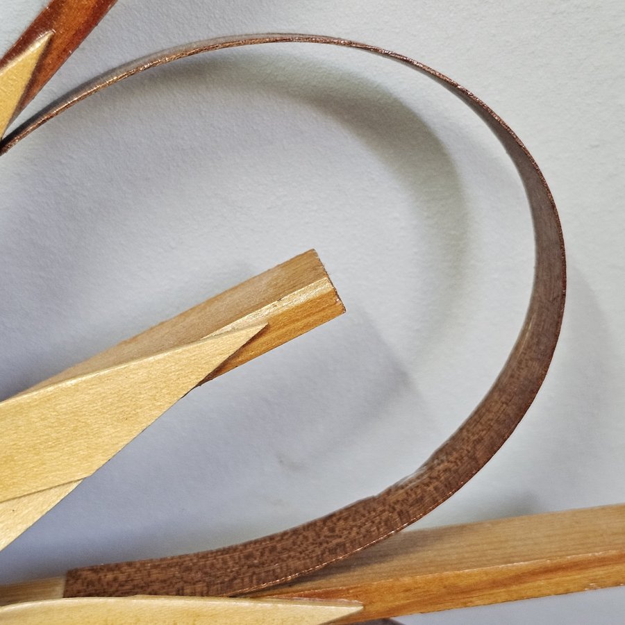 Große DDR Spanblume / Spanstern • Erzgebirge Spanschmuck • Wanddeko aus Holzspan (1960er)