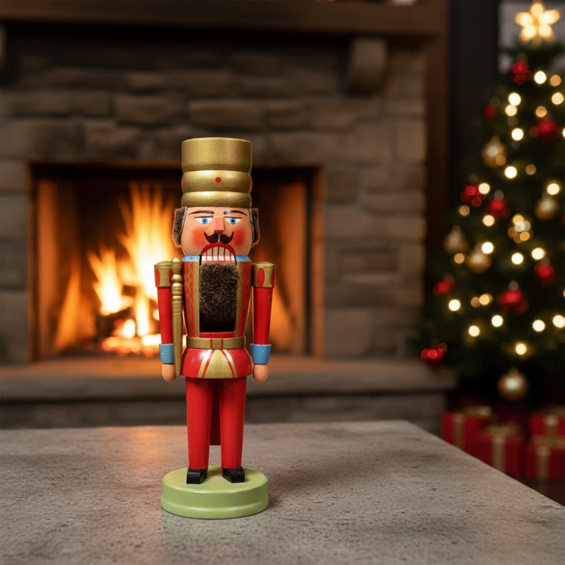 Vintage Erzgebirge Nutcracker King – 1970s turned wood art, 36.5 cm