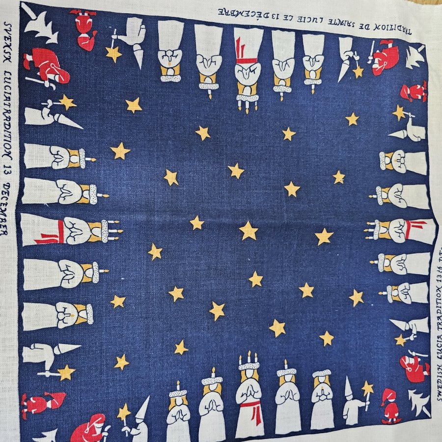 3 Lucia-Zug-Leinen-Deckchen, schwedische Tradition, Weihnachten, 42 × 42 cm, unbenutzt
