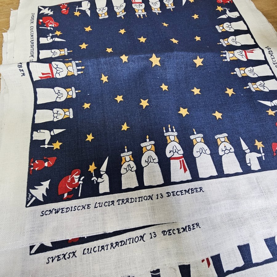 3 Lucia-Zug-Leinen-Deckchen, schwedische Tradition, Weihnachten, 42 × 42 cm, unbenutzt