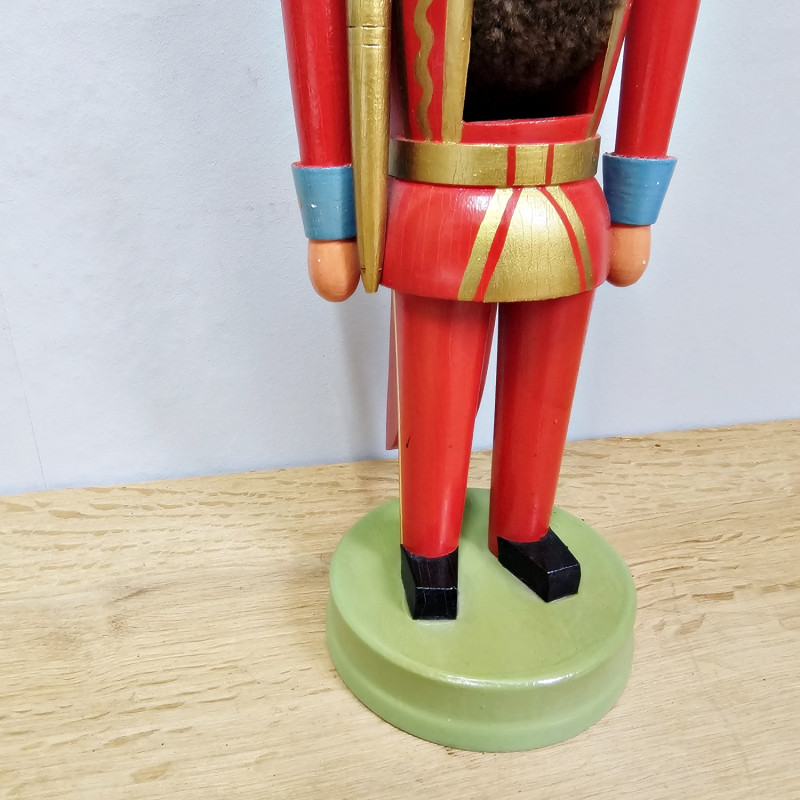 Vintage Erzgebirge Nutcracker King – 1970s turned wood art, 36.5 cm