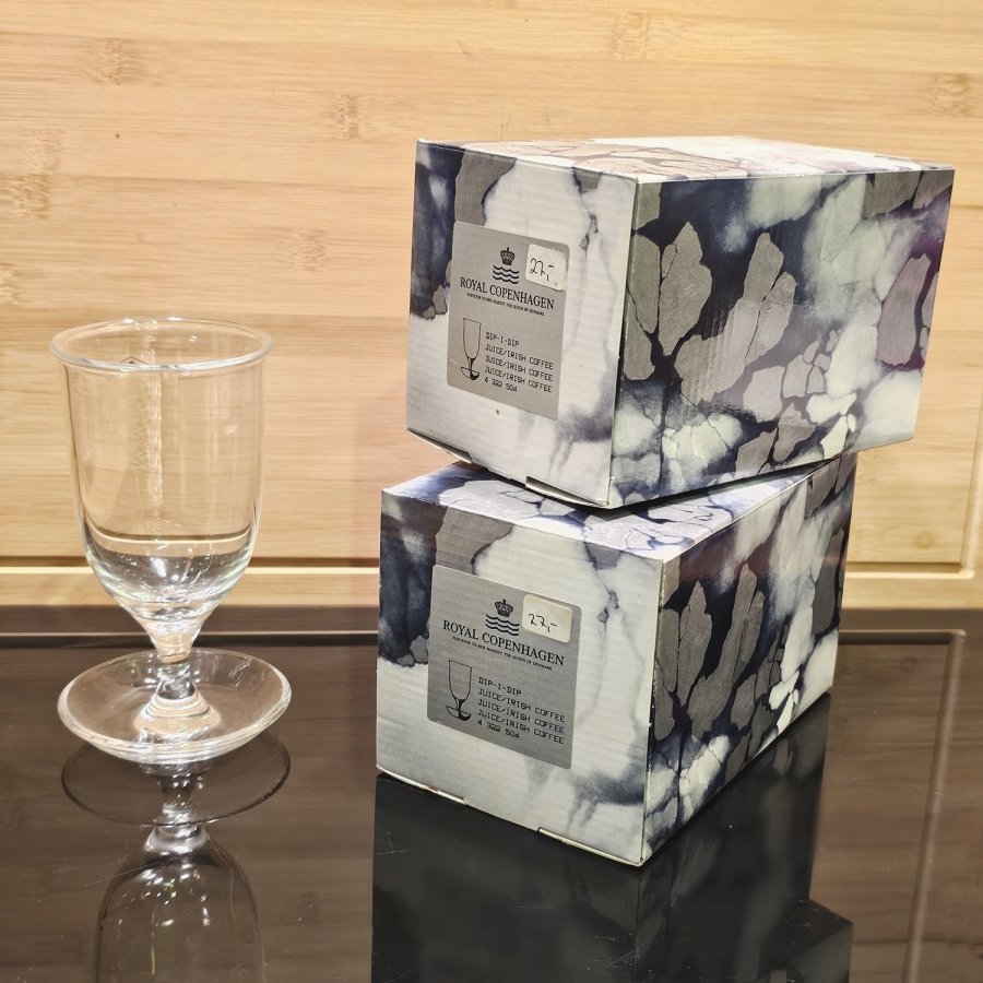 Royal Copenhagen Irish-Coffee-/Saftgläser, Bordserie Dip-I-Dip, 1990er