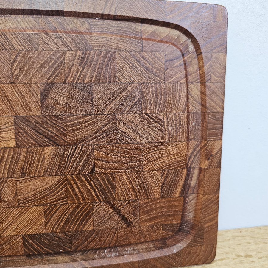 Teak Schneidebrett Broström Denmark, 1960er Jahre, mit Saftrinne