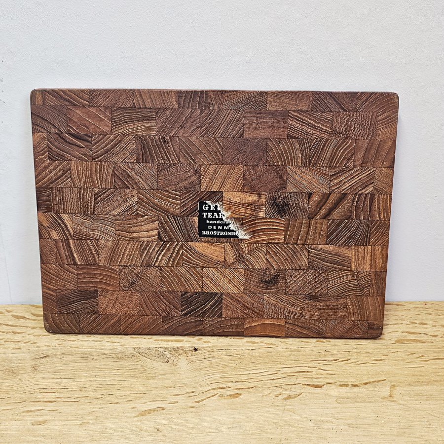 Teak Schneidebrett Broström Denmark, 1960er Jahre, mit Saftrinne