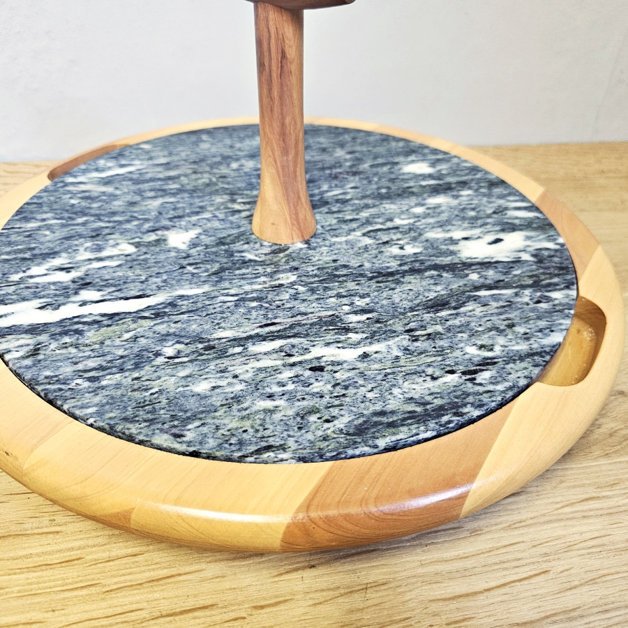 Digsmed Käseplatte / Drehteller mit Griff – Teak, 1970er, Dänemark