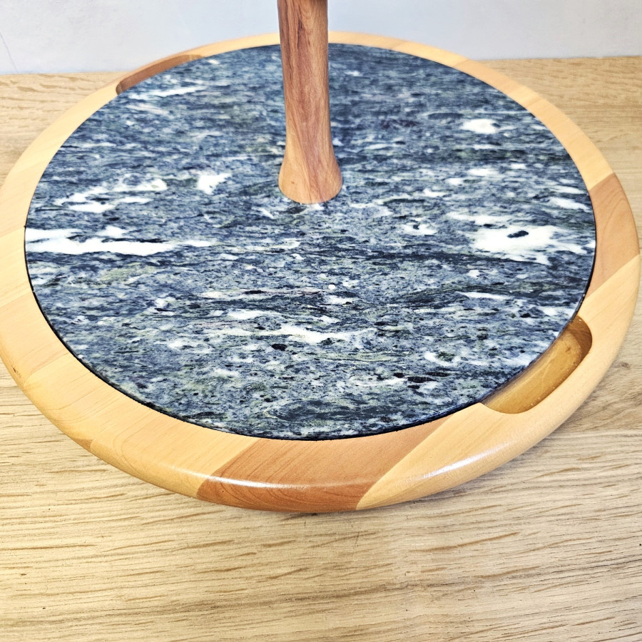 Digsmed Käseplatte / Drehteller mit Griff – Teak, 1970er, Dänemark