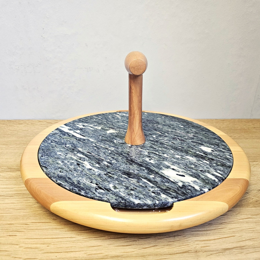 Digsmed Käseplatte / Drehteller mit Griff – Teak, 1970er, Dänemark