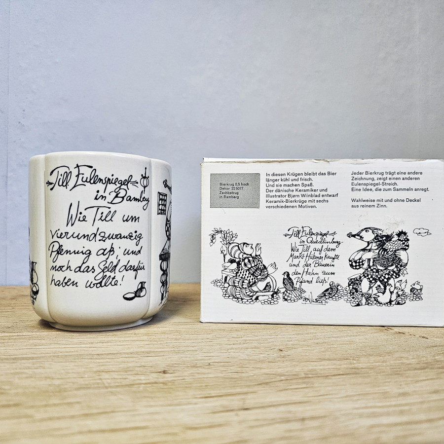 Rosenthal Bierkrug Till Eulenspiegel – Bamberg – Björn Wiinblad 1975 – Originalkarton