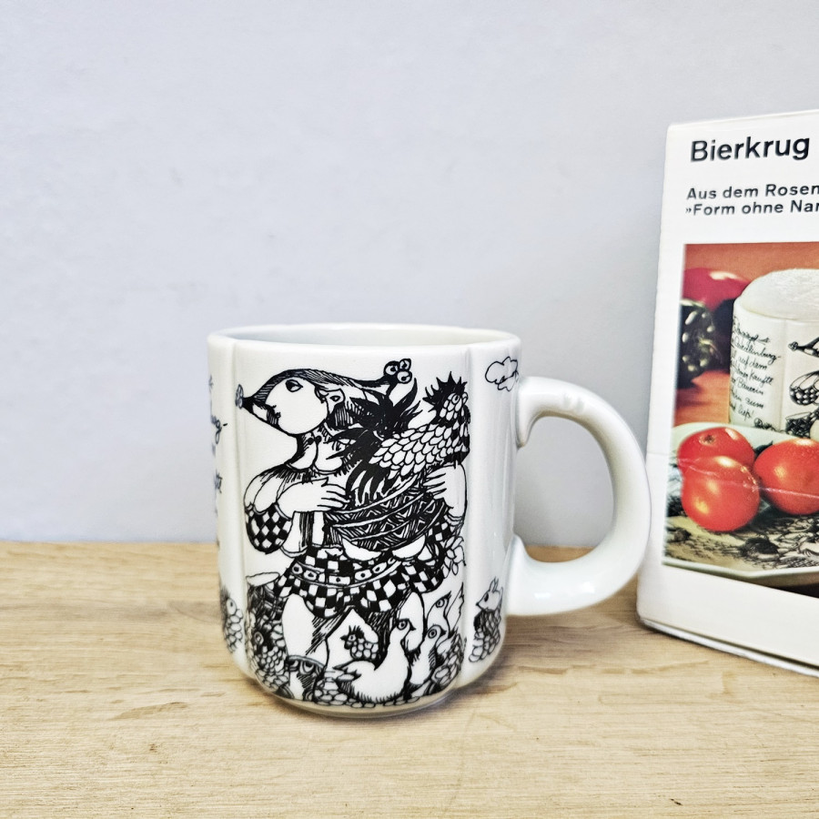 Rosenthal Bierkrug Till Eulenspiegel in Quedlinburg – Björn Wiinblad 1975 – Originalkarton