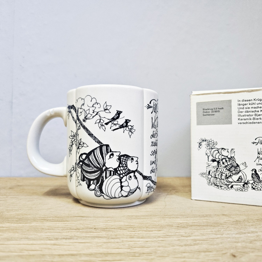 Rosenthal Bierkrug Till Eulenspiegel – Seiltänzer – Björn Wiinblad 1975 – Originalkarton