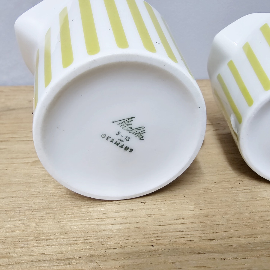 Melitta „Zürich“ · Jupp Ernst · Zuckerdose & 2 Milchgießer · 50er/60er Jahre · Pastellgelb