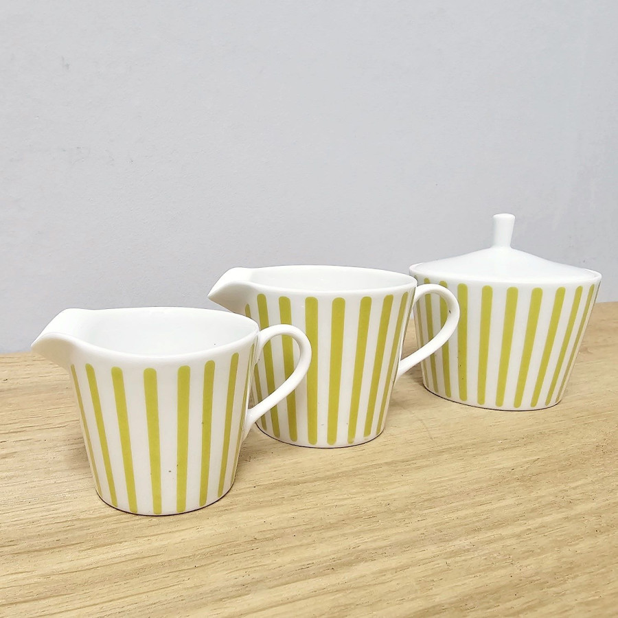 Melitta „Zürich“ · Jupp Ernst · Zuckerdose & 2 Milchgießer · 50er/60er Jahre · Pastellgelb