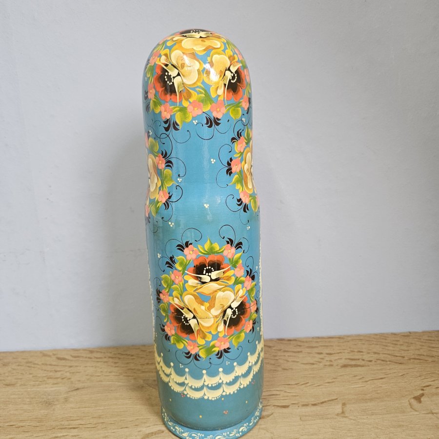Russische Flaschen-Matroschka / Flaschenbehälter handbemalt – 36 cm – signiert