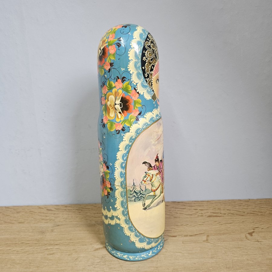 Russische Flaschen-Matroschka / Flaschenbehälter handbemalt – 36 cm – signiert
