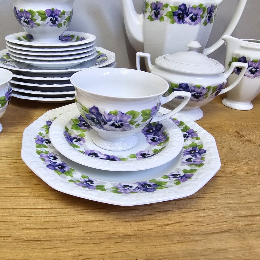 Rosenthal Maria Classic Rose Kaffeeservice Stiefmütterchen 21-tlg. für 6 Personen