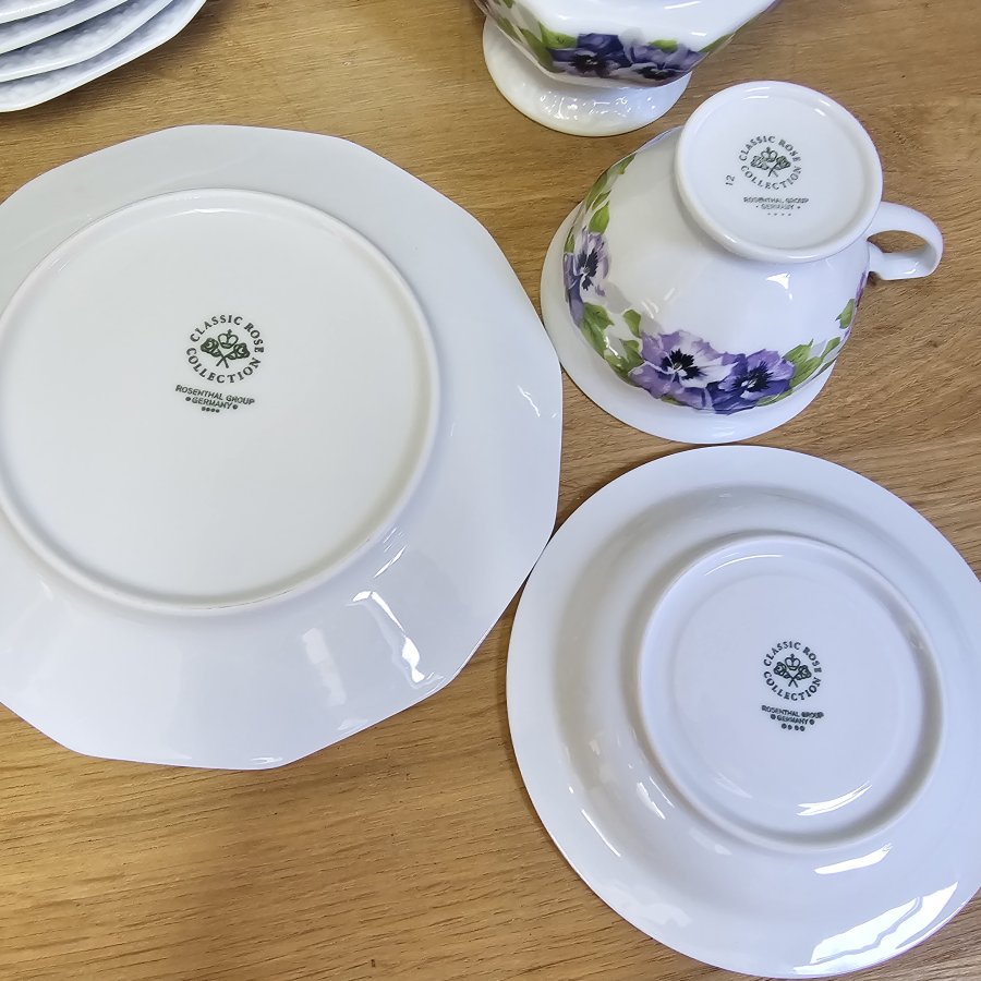 Rosenthal Maria Classic Rose Kaffeeservice Stiefmütterchen 21-tlg. für 6 Personen