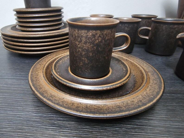 Coffee Set Arabia Finland RUSKA 3-pieces from the 60s Design Ulla Procopé - Scandinavian Vintage, Midcentury Modern stoneware