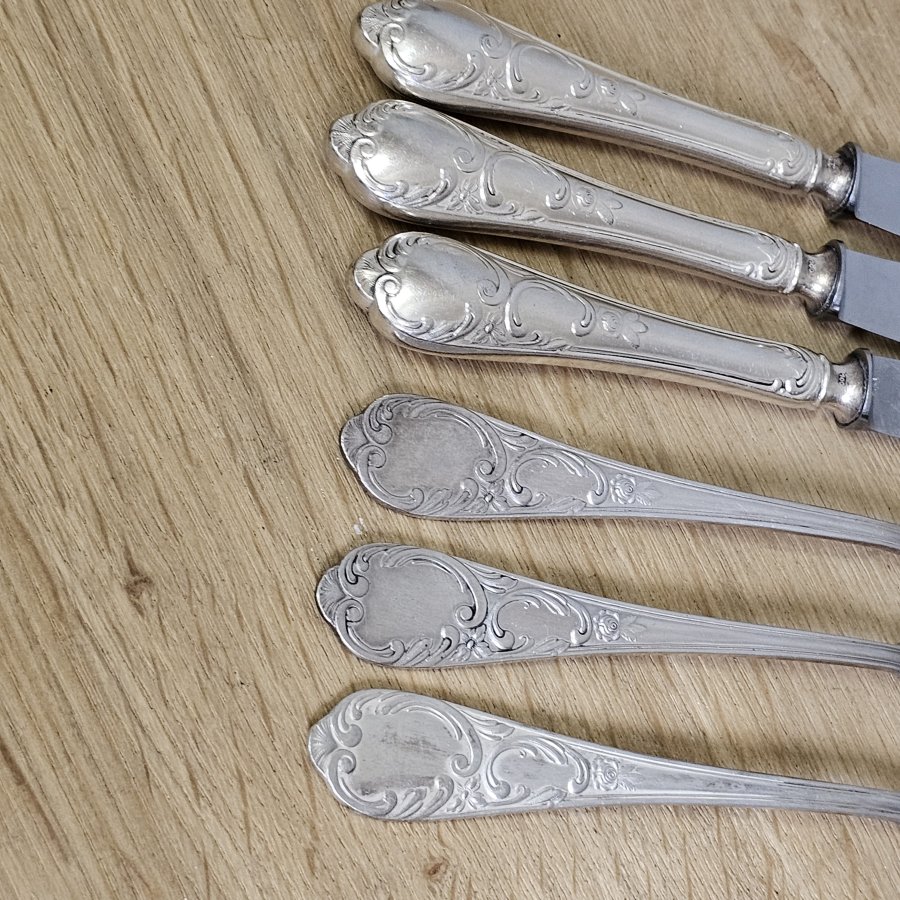 Antikes HALISO Solingen Vorspeisenbesteck – 6 Teile Jugendstil Art Déco, 100er Silberauflage