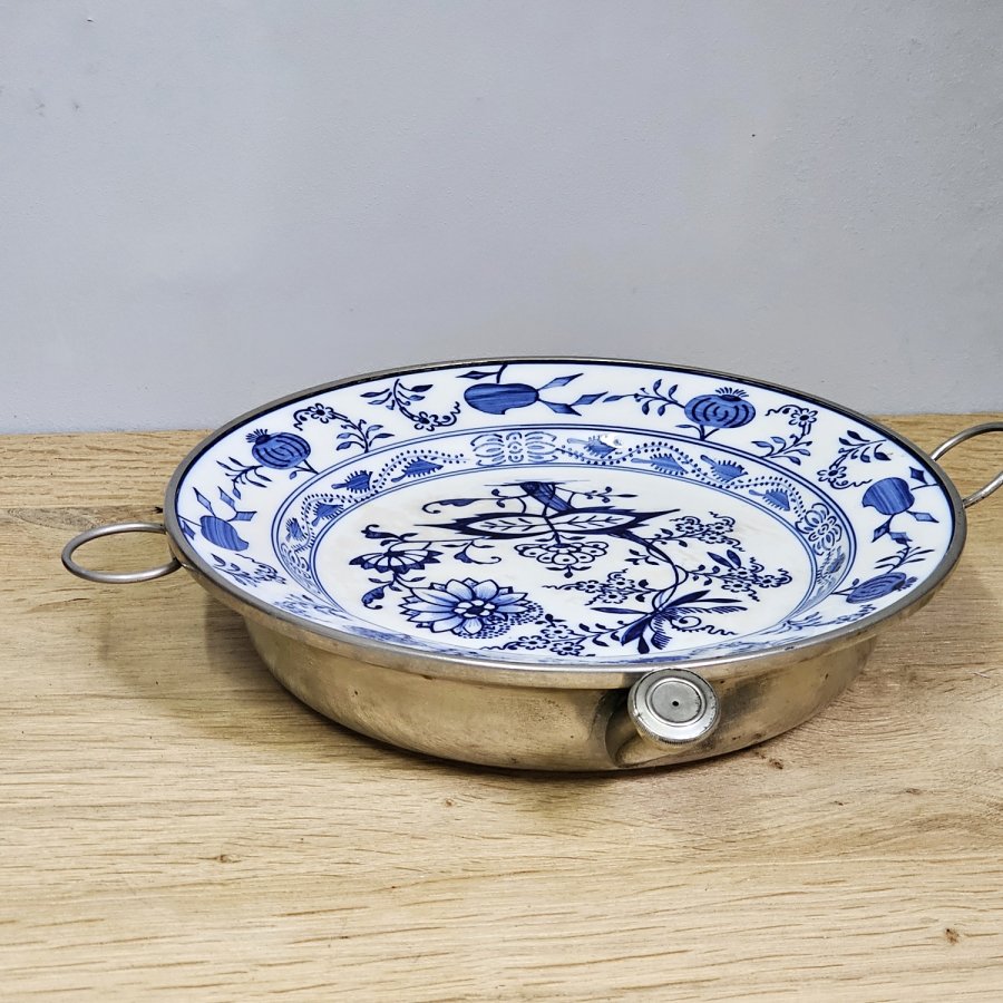 Antiker Bing Warmhalteteller mit Zwiebelmuster 24 cm , ca. 1920-30