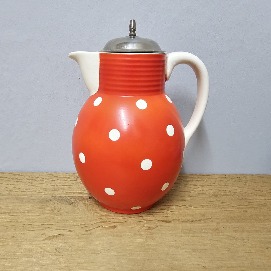 Wächtersbach Cocoa Pot Haarlem – Décor 2873 Orange Polka Dots | Art Déco Ursula Fesca 1932