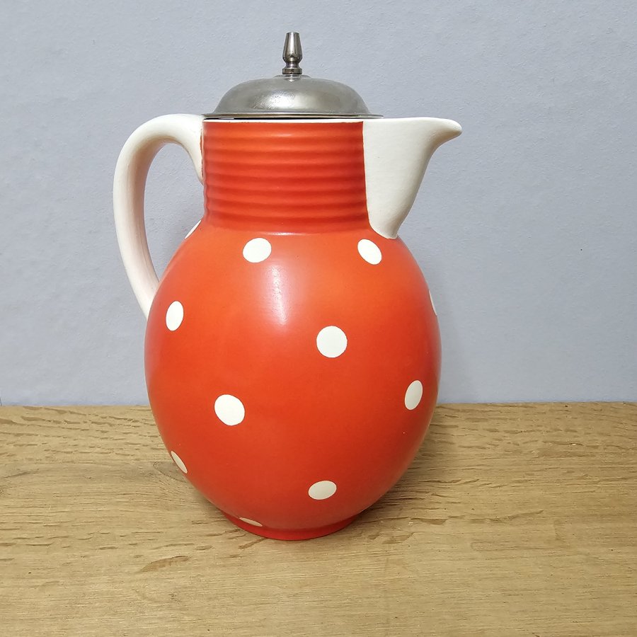 Wächtersbach Cocoa Pot Haarlem – Décor 2873 Orange Polka Dots | Art Déco Ursula Fesca 1932