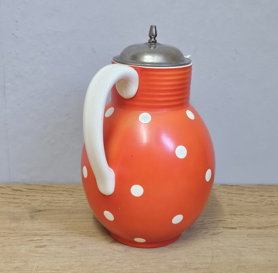 Wächtersbach Cocoa Pot Haarlem – Décor 2873 Orange Polka Dots | Art Déco Ursula Fesca 1932