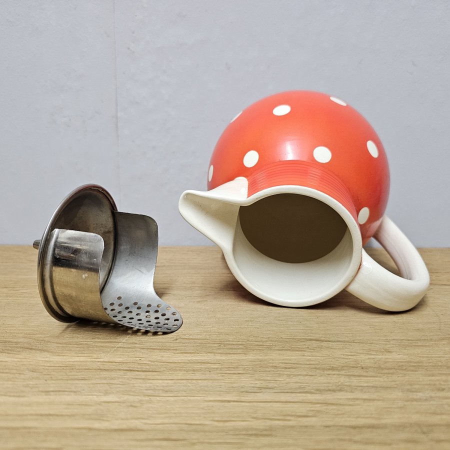 Wächtersbach Cocoa Pot Haarlem – Décor 2873 Orange Polka Dots | Art Déco Ursula Fesca 1932