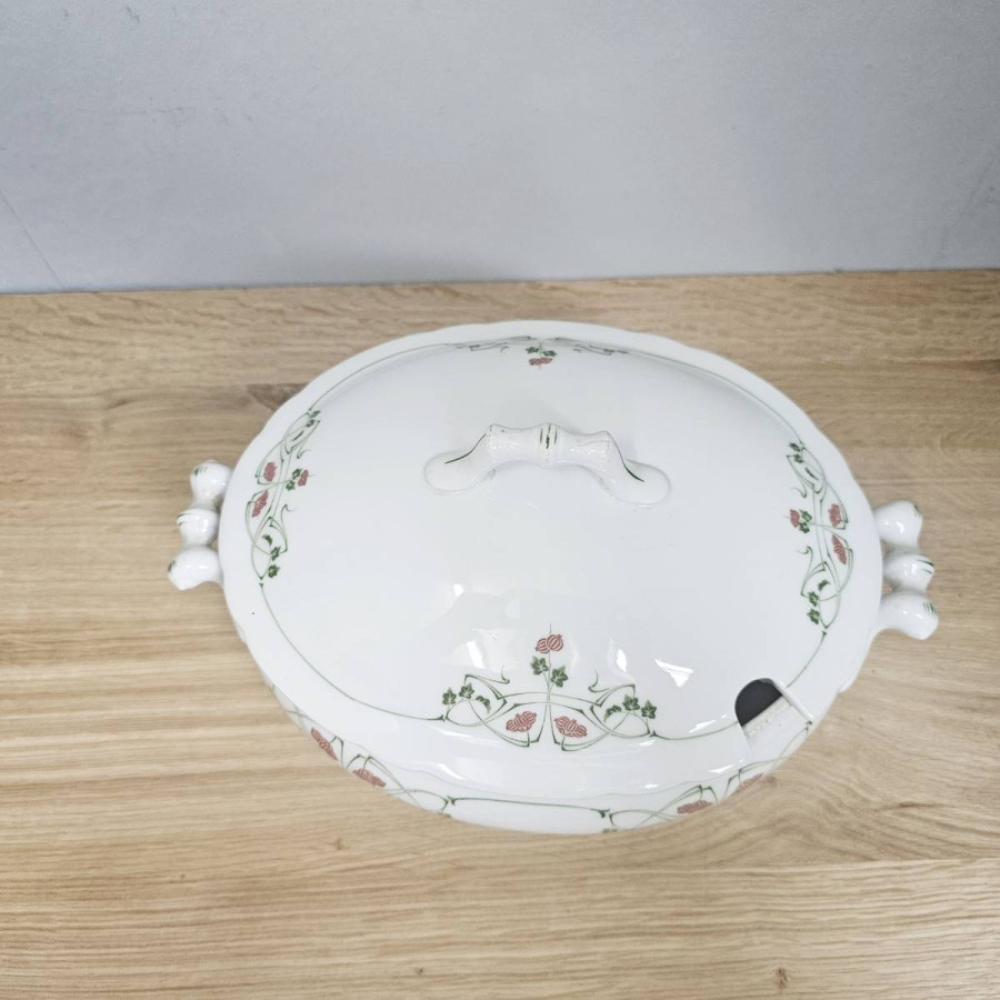Jugendstil Terrine mit Deckel, florales Dekor, um 1910