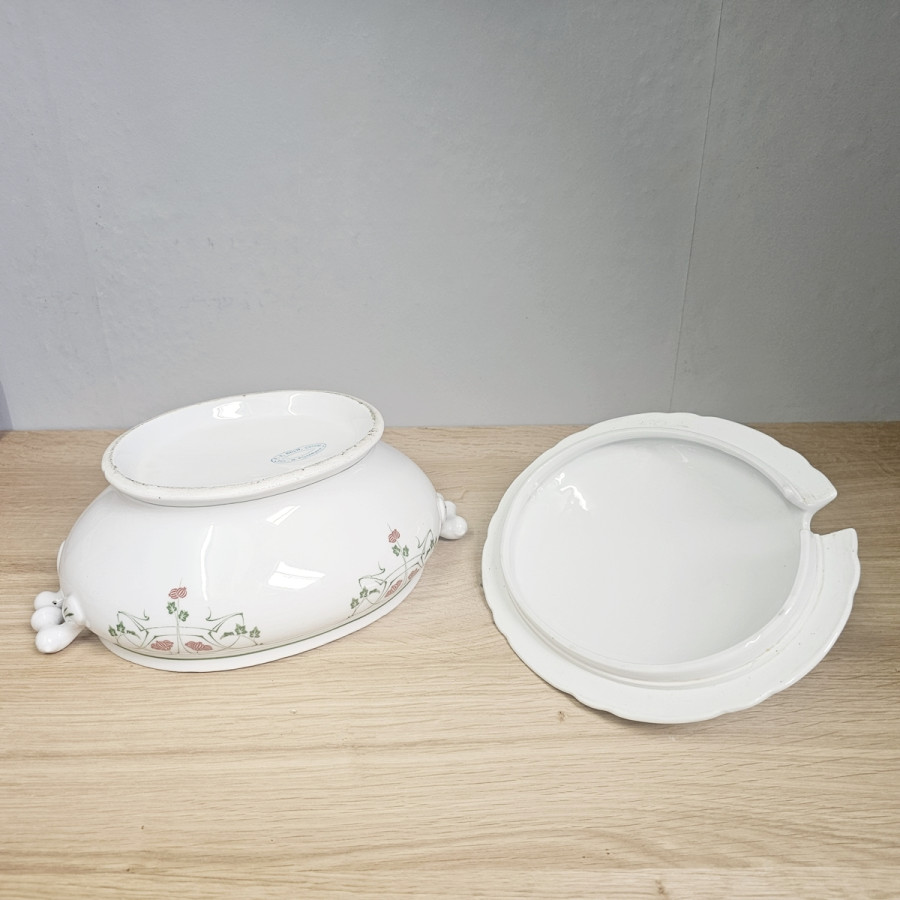 Jugendstil Terrine mit Deckel, florales Dekor, um 1910