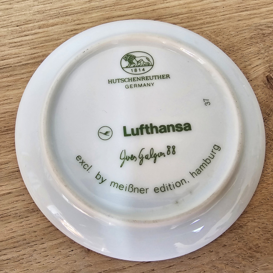 2 Lufthansa Vintage Porzellan Untersetzer, 80er