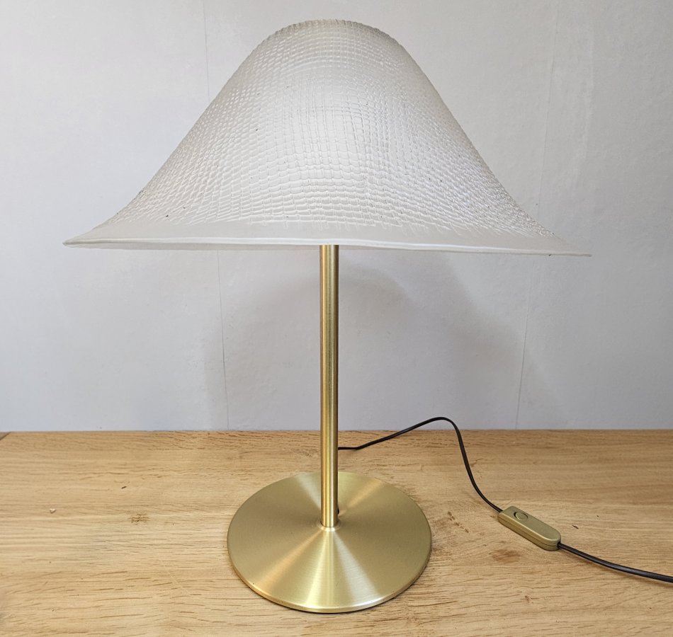Peill & Putzler Tischlampe Modell 72076 mit schwerem Strukturglas-Schirm, Hollywood Regency / Mid-Century