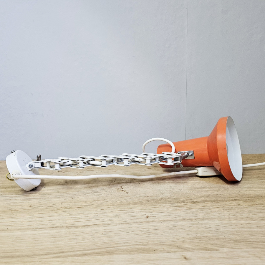 1970s scissor lamp, EH Leuchten, orange, vintage