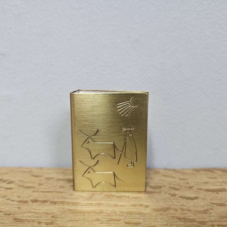 A.G. Bunge Messing Zündholzschachtel Etui 50er Jahre Stier Motiv Midcentury